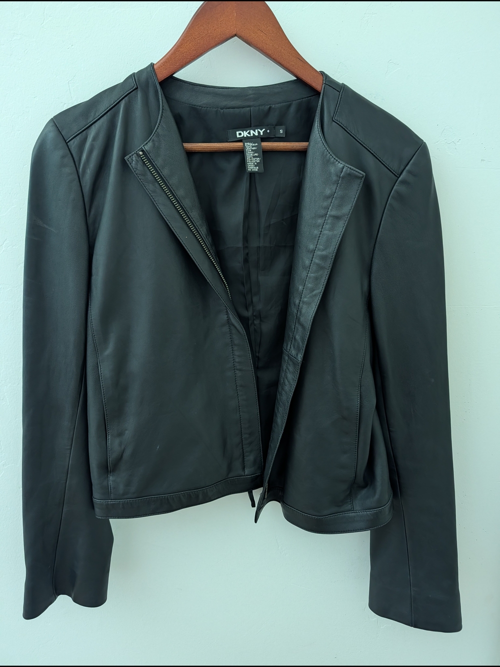 DKNY Genuine Leather  Black Women's  Zip-Front Jacket [size small]